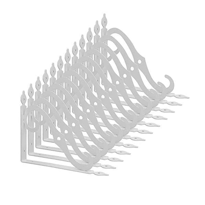 Acrux7 5.5 x 4.3 inch Decorative Shelf Brackets - 12 Pack Heavy Duty White Metal L Brackets with Screws - Image 1